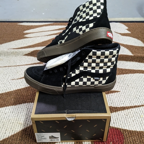 SOLD on Mercari NWT Men's Vans BMX SK8-Hi Checkerboard Black/White/Gum Sole 10.5 - Picture 2 of 10